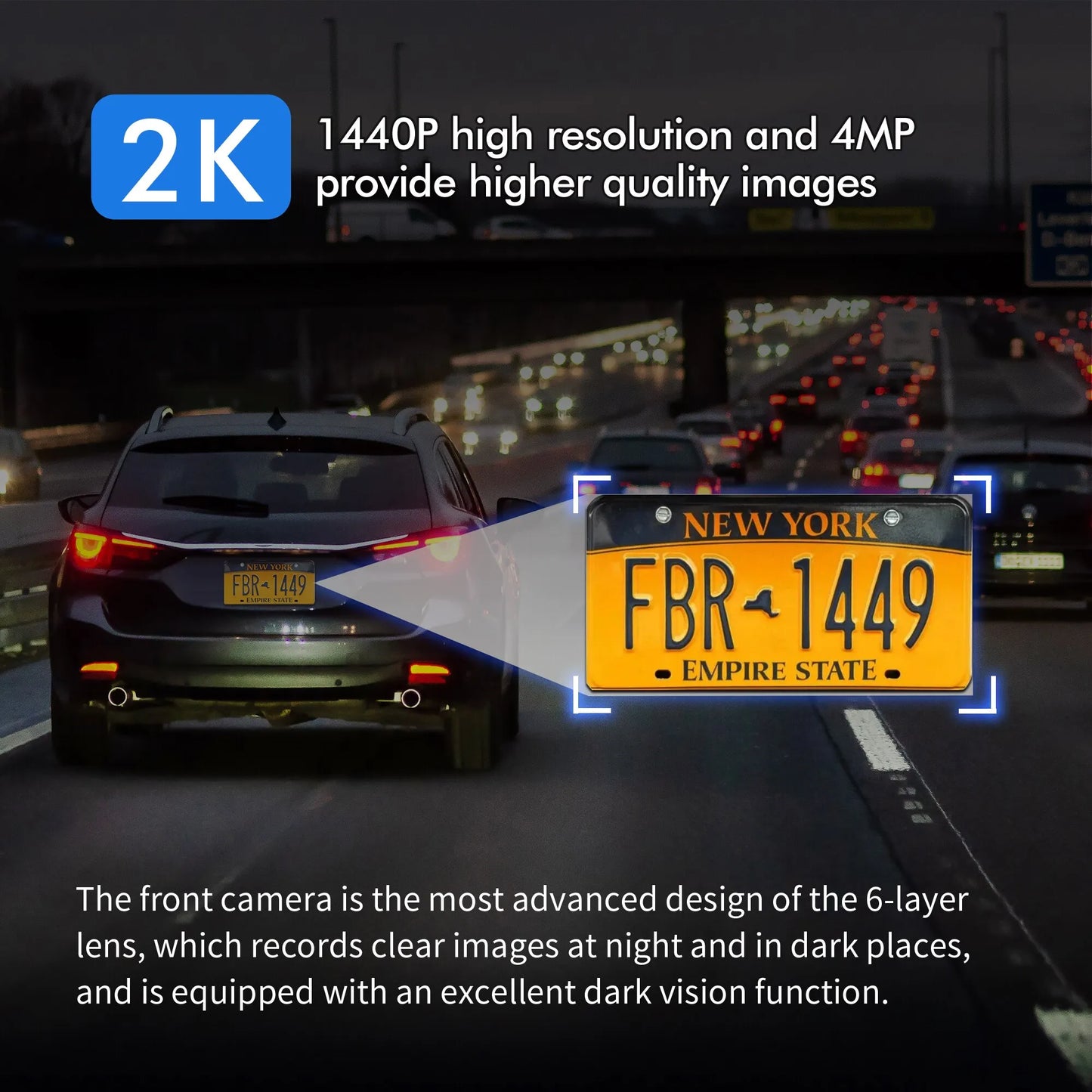 Car DVR D6 Dash Cam for Car 1440P Video Recorder EN RU FR JP Voice Control 24H Parking Mode WiFi App Control Night Vision