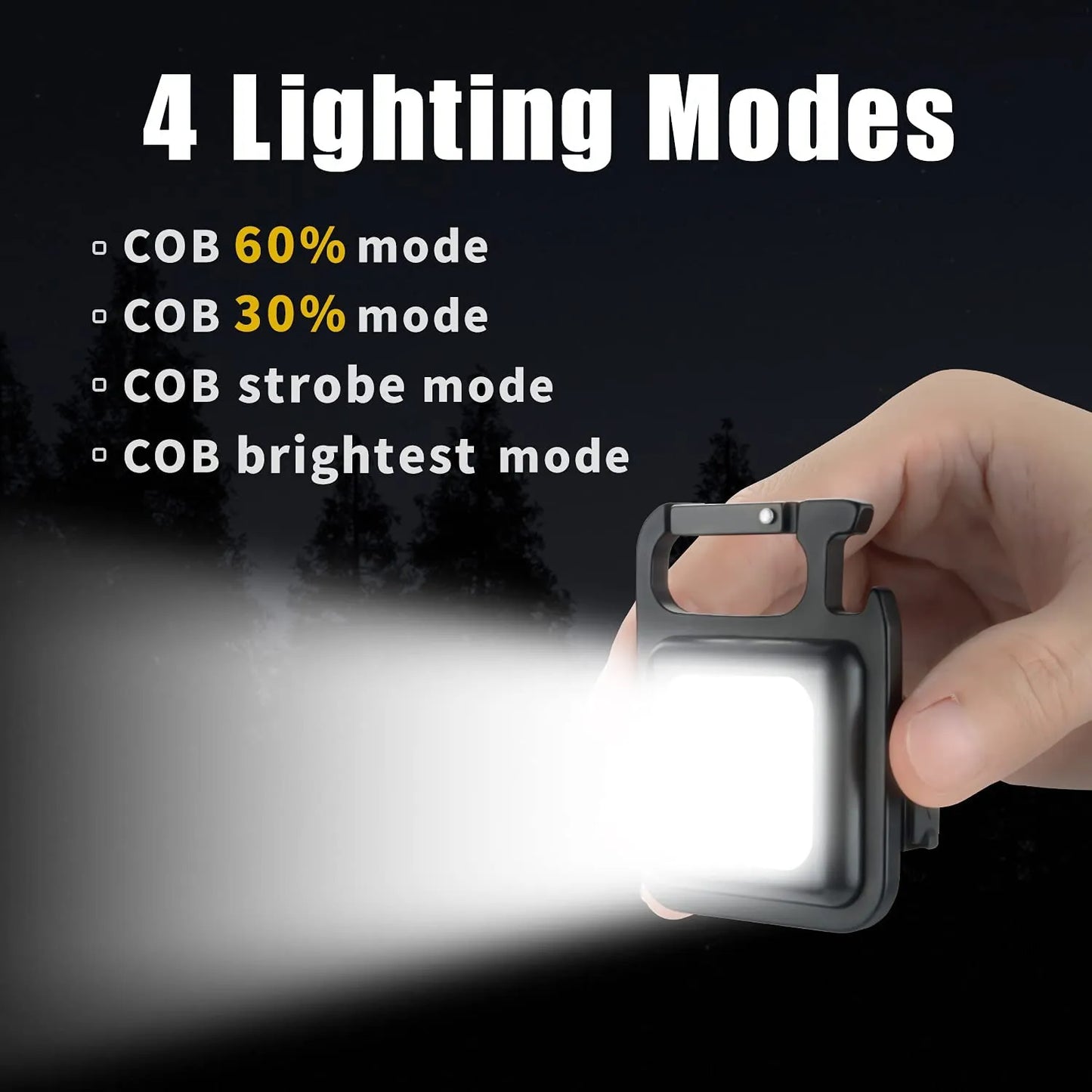 Mini LED Portable Keychain Flashlight Multifunction COB Work Light USB Rechargeable Strong Magnet