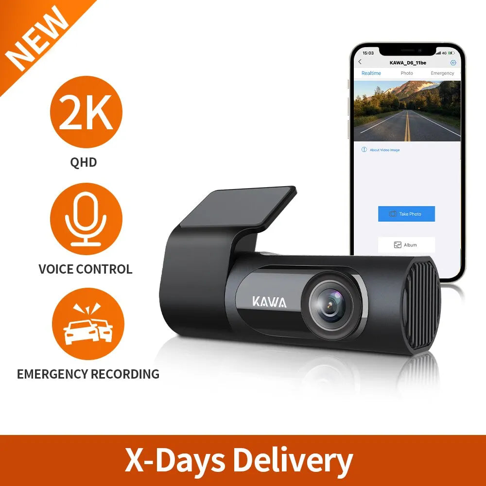 Car DVR D6 Dash Cam for Car 1440P Video Recorder EN RU FR JP Voice Control 24H Parking Mode WiFi App Control Night Vision