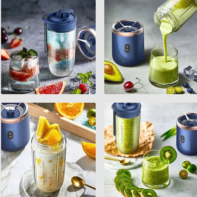 Portable Small Electric Juicer Stainless Steel Blade Cup Juicer Fruit Automatic Smoothie Blender Kitchen Tool