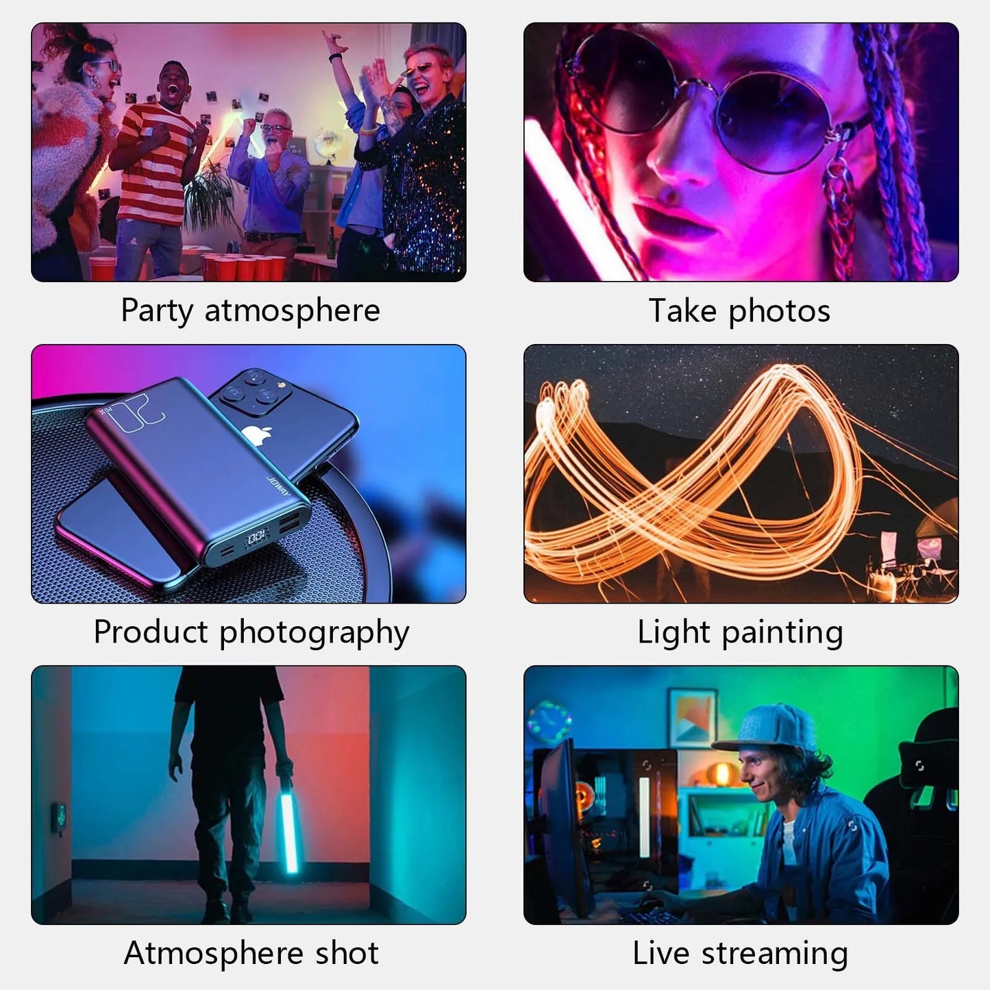 Portable RGB Magnetic Photography Lighting Handheld LED Fill Light Stick Lamp Vlog Fill Light For YouTube Video Picture Shooting